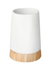 WENKO Gobelet à Bambou céramique Porte-Brosse à Dents pour la Brosse à Dents et Le Dentifrice Blanc