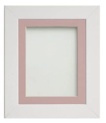 Frame Company Watson White Picture Photo Frame fitted with Perspex, 14x11 inch with Pink Mount for image size 12x8 inch
