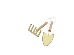 GLOREX 6 1294 551 – dekorativt set spade och rak, ca 5 x 18,5 cm och 6 x 13 cm i gult, som dekoration och för trädgården