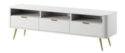 Selsey Mueble de TV, Madera de ingeniería Metal, Blanco, 160 cm Longueur