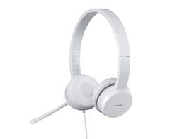 Lenovo Auriculares estéreo USB 110, cancelación de Ruido, micrófono de Brazo Ajustable para Oreja Derecha/Izquierda, Cable Largo, Funciona con Chromebook, GXD1B67867, Plateado, Gris