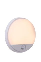 LUCIDE HUPS IR - Lampada da parete per interni/esterni, diametro 21 cm, LED, 1 x 10 W, 3000 K, IP54, sensore di movimento e giorno/notte, bianco
