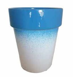 Ceramiche Angela Rinaldi - Vaso per piante in Ceramica di Vietri dipinto a mano H cm 15 diametro cm 13 Fioriera Terracotta Maiolica (altezza cm. 15, diametro cm, 13, azzurro e bianco)