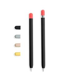 doodroo - Skin para Apple Pencil, Funda Protectora Negra con 5 Capuchas de Colores, Compatible con Apple Pencil 1a y 2a generación