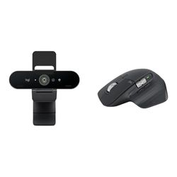 Logitech Brio Stream Webcam - Black & MX Master 3S - Wireless Performance Mouse - Graphite