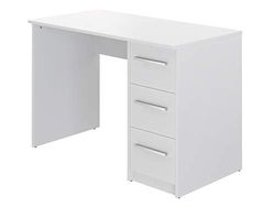 Amazon Basics Scrivania moderna per ufficio a casa, per computer, con 3 cassetti, facile montaggio, 56 x 110 x 73,5 cm, colore bianco