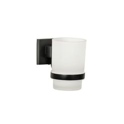 Fackelmann 86723 Porte Brosse à Dents, Rangement Salle de Bain, gobelet Brosse à dent, Accessoires Salle de Bains Design, Zinc, Noir, 7 x 10 x 11 cm