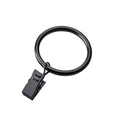 Merriway BH06725 (10 Pcs) Curtain Rod Pole Ring & Clips Inner Dimension 30 mm, Outer Dimension 37 mm Black - Pack of 10 Pieces