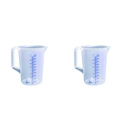 Hunersdorff 937000 Graduated Can with Closed Handle, White/Blue, 2000 ml (Pack of 2)