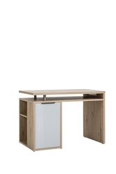 Composad Escritorio de la línea VELATA con 1 Puerta y 2 Compartimentos, Moderno, Elegante, para Dormitorio u Oficina, Escritorio PC (LxAxP) 110 x 76 x 59,6 cm, Roble Roble mielado y Gris Lacado,