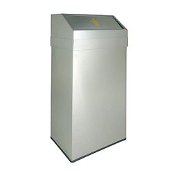 OFITURIA Papelera de Interior Acero inoxidable Capacidad 43 litros Color Satinado con Cabezal Basculante Tipo Push Extraíble
