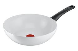 Tefal C41719 Ceramic Control wokpanna 28 cm | säker keramisk tätning | termosignal temperaturindikator | enkel rengöring | lämplig för induktion | vit