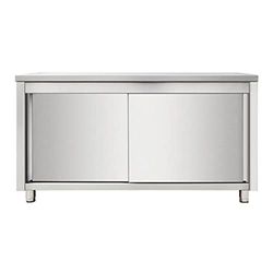 Commercial Worktop Floor Cupboard Sliding Doors Stainless Steel Width 1600mm Depth 700mm DA-VTC167SL