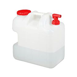 Relaxdays jerrycan met kraan, met schroefdop, watertank, voor camping & tuin, kunststof, 25 liter, BPA-vrij, wit-rood