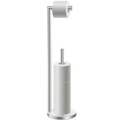 Zitalupy Porta carta igienica con riserva, in acciaio inox, autoportante, con riserva, 4 rotoli, argento