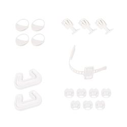 CHILDHOME, Kit de Sécurité pour Enfants/Bébés, 4x Coins de table + 7x Protège Prises + 3x Fermetures de Tiroirs + 2x Cales-porte + 1x Fermeture multifonctionnelle, (17 Pièces)