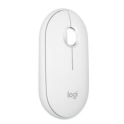 Logitech Pebble Mouse 2 M350s fine sans fil Bluetooth, portable, légère, boutons personnalisables, clics discrets, Easy-Switch Windows/macOS/iPadOS/Android/ChromeOS - Blanc