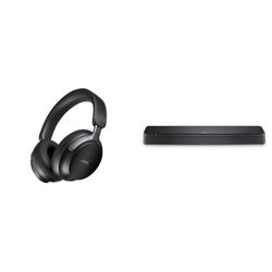 Bose QuietComfort Ultra Headphones con cancellazione del rumore wireless e audio spaziale & Diffusore TV, Piccola Soundbar con Connettività Bluetooth