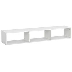 Baroni Home Mobile per Tv Sospeso con 3 Scomparti, Foro per Passaggio Cavi in MDF, Consolle Porta TV da Muro per Camera da Letto, Salotto, Cucina, Bianco, 152x30x25 cm