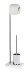 Wenko Stand WC-Garnitur Noble - WC-Bürstenhalter, Stahl, 20 x 74 x 15 cm, chrom/weiß