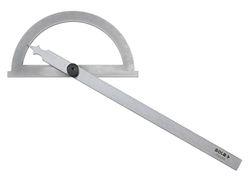Transportador de ángulos, con escala en grados, plástico duradero, ideal para medir y trazar ángulos en dibujo técnico y carpintería.