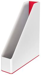 Leitz WOW Archivador de Revistas, Archivador de Revistas de Doble Color Blanco/Rojo, Caja de Almacenamiento Vertical, 53621026