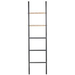 DRW Escalera Decorativa de Metal y Madera en Negro 43x3x163cm