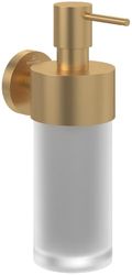 Villeroy & Boch Dispensador de jabón Elements Tender, dispensador para montaje en pared, hecho de vidrio satinado con soporte de zinc, capacidad 230 ml, Oro cepillado