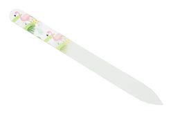 Lime à ongles en verre : lime à ongles en verre de qualité supérieure gravée double face avec motif flamant rose - Lime à ongles en verre double face pour manucure, pédicure - Fantasia