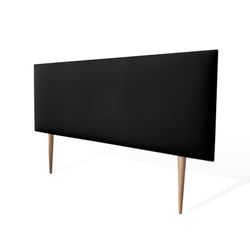 amuéblate online - Testiera imbottita + gambe, rivestita di alta qualità, in ecopelle di alta gamma, dimensioni 170 x 60 cm (letto da 160), nero