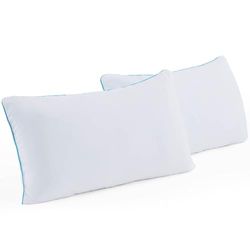 Linenspa Pillow Queen Lot de 2 oreillers de lit en Mousse à mémoire de Forme déchiquetée – Oreiller de positionnement latéral et Dorsal Blanc