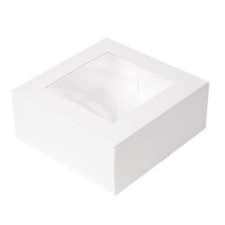 50 stuks - banketbakkersdozen met venster 'Thepack' 250 g/m2 + Opp, 18 x 18 x 7,5 cm, wit, nano-micro