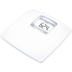 Beurer PS25 - Báscula de baño con pantalla LCD iluminada grandes dígitos (3.9cm), gran plataforma de 34 x 34.5 cm, apagado automático, 180KG /100gr color blanco
