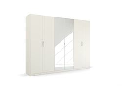 Rauch Möbel Pure by Quadra - Armario Giratorio para Puertas (6 Unidades, con Espejo, Incluye 3 Barras de Ropa, 3 estantes, 271 x 210 x 54 cm), Color Blanco