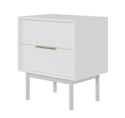 Selsey Viviaro stolik nocny, stolik pomocniczy, 54 cm, z 2 szufladami, kolor biały, drewniane nogi