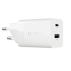 VARTA Speed Charger 38 W mit GaN-Technologie (Wall Charger, Netzteil mit 2 USB-Anschlüssen (1x USB Type C PD, 1x USB A QC), Laden von 2 Geräten, weiß