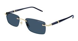 Montblanc Homme Mb0344s Sunglass Man Metal Lunettes de Soleil, Or-Bleu-Bleu, 54