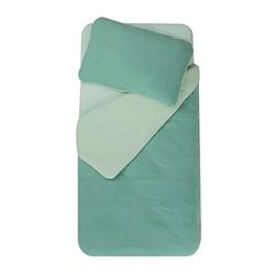 DOMIVA - Juego de edredón de 100 x 140 cm, Funda de 40 x 60 cm, Color Verde y Gris