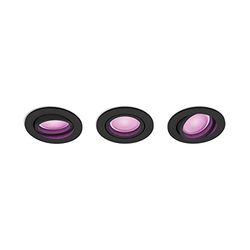 Philips Hue Centura svart rund, 3-pack: infällda spotlights, GU10 spotlights (5.7W), Philips Hue White and Color, Zigbee & BT, röststyrning via Amazon Alexa, Google Home, Siri