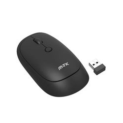 Ratón inalambrico - ratón Recargable con RF 2.4Ghz, 1600 dpi, batería de 500mAh y Cable MicroUSB. Color Negro, diseño ergonómico.