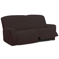 Easy-Going Oversized 6 Pieces Microfiber Stretch Sectional Recliner Loveseat Sofa Slipcover Soft Fitted Fleece 2 Seats Couch Cover Washable Furniture Protector with Elasticity for Kids Pet Chocolate