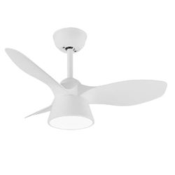 Zarivy Kubische DC-ventilator met 36 W en 2680 lm in wit, met 3 vleugels en 82° hoek, biedt drie lichttemperaturen (3000 K, 4500 K, 6000 K) en afstandsbediening met timer en geheugen.