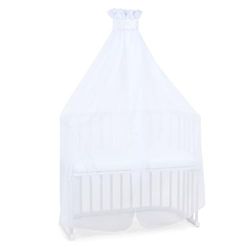 babybay Myggnät och himmelpiké med band passar alla modeller upp till 96 cm längd, vit stjärnblandning sand/azurblå