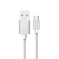 1 m Micro-USB-kabel, gevlochten, nylon, platina serie