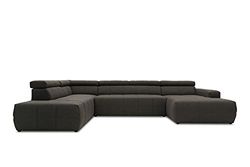 DOMO. collection Brandon - Sofá con Respaldo y Ajuste de Profundidad del Asiento en Forma de U, tapizado 359 x 228 x 80 cm, Color Barro, Lodo