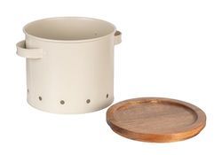 WENKO Barattolo mod. Aria 3,8 litri, in metallo con coperchio in legno di acacia, permeabile all'aria, Ø 18 x 16,5 cm, beige