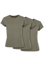 Build your Brand Dames T-Shirt Ladies Box Tee 3-Pack Olive S, olijfgroen, S