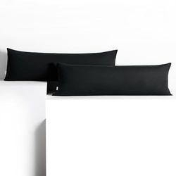 DecoKing 2 federe 40 x 145 cm Jersey 100% in 100% Jersey di Cotone Pettinato pettinato chiusura lampo nero ambra