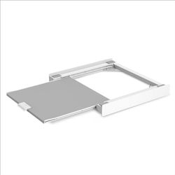 Meliconi Torre Evo L60, Kit de Soporte Secadora sobre Lavadora, Soporte Lavadora Secadora Universal Premontado con Estante de Madera Extraíble, Cinta de Seguridad Incluida, Capacidad 250 Kg, Blanco