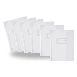 OXFORD - Juego de 6 protectores de cuaderno, 24 x 32 cm, alta calidad, transparentes